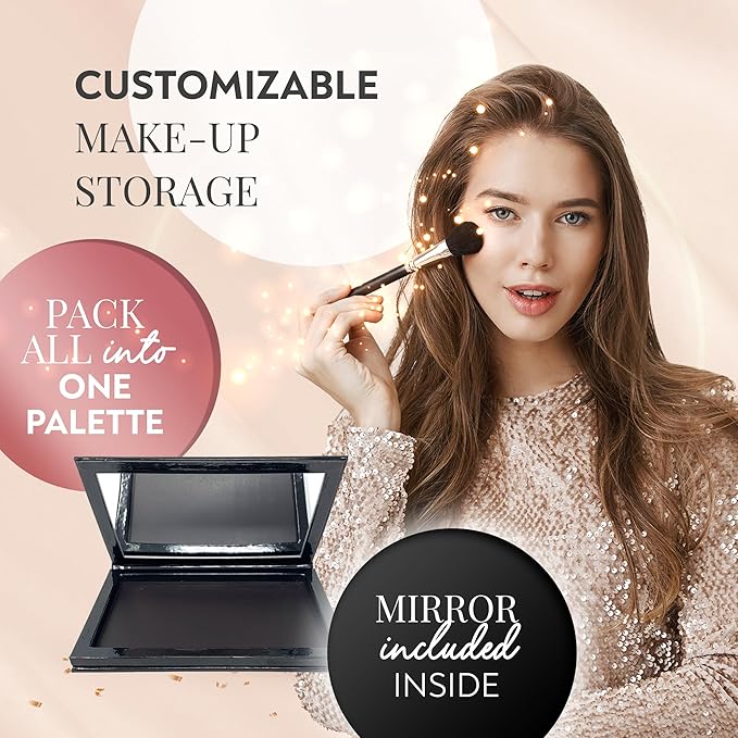 Junior Magnetic Makeup Palette, Empty Magnetic Palette, Universal Magnet makeup palette for Eyeshadows, Powders, Customizable Beauty Organizer with Mirror