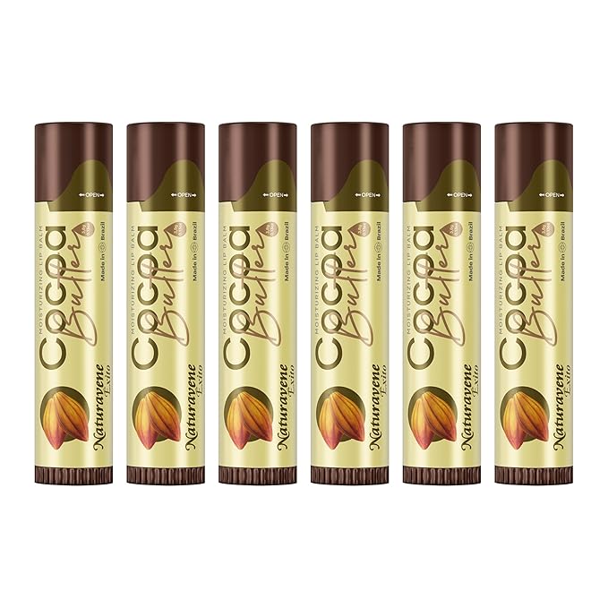 Moisturizing Lip Balm Cocoa Butter Box of 6, Moisturizing Hydrated Lips, Light Yellow, 0.13 Fl Oz, 1