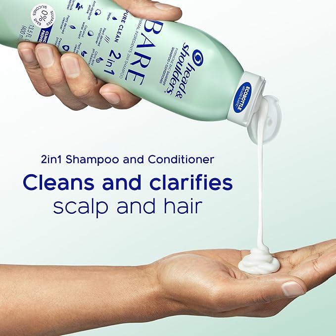 Head & Shoulders BARE 2-in-1 Dandruff Shampoo And Conditioner Twin Pack, Pure Clean, Sulfate-Free, Silicone-Free, Dye-Free, Eco-Friendly Bottles, Safe for All Hair Types, 13.5 Fl Oz Each (Set of 2)