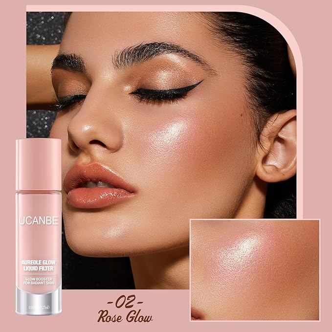 UCANBE Halo Glow Liquid Filter, Face Complexion Booster For Radiant Skin All Day Longwear, Soft-Focus Look Sodium Hyaluronate Vegan & Cruelty-Free - 0.91OZ Rose Glow
