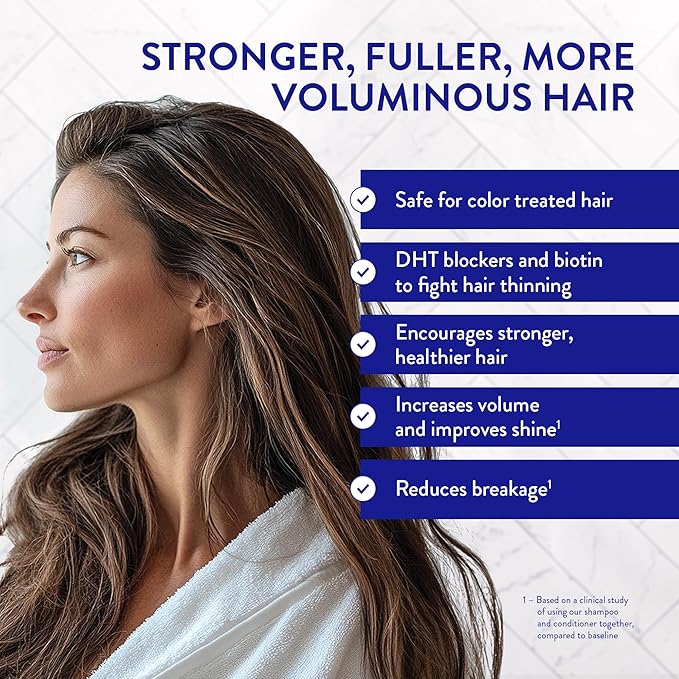 Routine Wellness Anti-Thinning Shampoo and Conditioner Set for Thinning Hair - Biotin DHT Blocker Women & Men - Color Safe Shampoo for Hair Loss & Healthier Hair - Citrus & Lemon Blossom (Pack of 2)