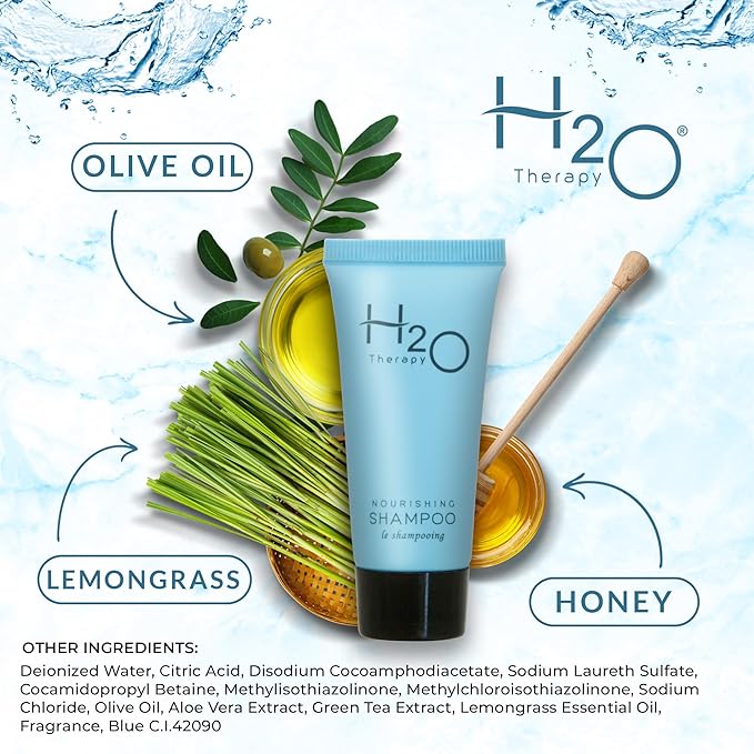 H2O Therapy Shampoo, Travel Size Hotel Hospitality, 0.85 oz (Case of 20)