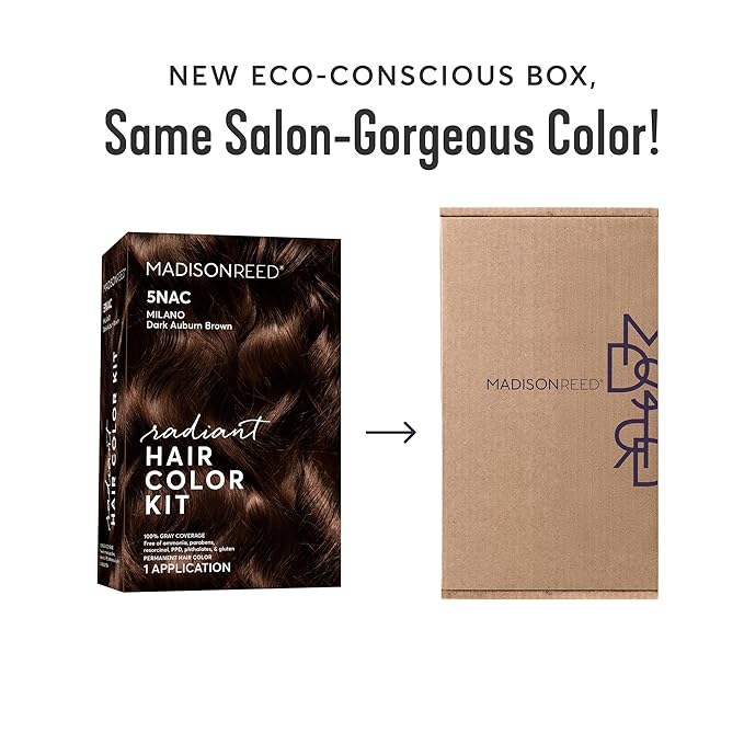 Madison Reed Radiant Hair Color Kit | 6NAC Medium Chocolate Brown (Verona) for 100% Gray Hair Coverage | Salon Quality Permanent Hair Dye | PPD-Free & Ammonia-Free | (Packaging May Vary) 1 Pack