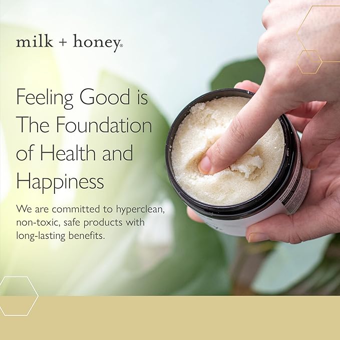 milk + honey Exfoliating Body Scrub No. 5 – Natural Sea Salt & Sugar Polish with Coconut, Lemon & Vanilla – Gentle Scrub for Sensitive Skin, Women & Men – 7 oz