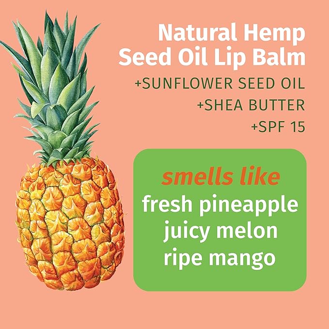 Hempz SPF 15 Lip Balm, Sweet Pineapple & Honey Melon Herbal Soothing Lip Care, for Men or Women .44 oz.