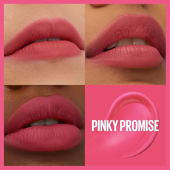 Maybelline Super Stay Teddy Lip Tint, Long Lasting Matte Lipstick For Up To 12HR Wear, Pinky Promise, 1 Count