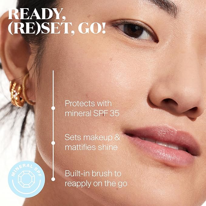 Supergoop! (Re) setting Mineral Powder, Deep - 0.15 oz - Makeup Setting Powder + Broad Spectrum SPF 35 PA+++ Sunscreen - With Ceramides, Olive Glycerides & Coated Silica Spheres