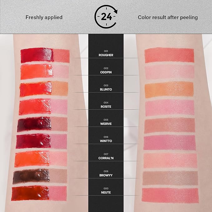 Liptique Korean Lip Stain Peel Off - 24 Hour Long Lasting Lip Tattoo, Waterproof & Transfer Proof, Nourishing & Hydrating Lip Tint for Women, Instant Plumping Lip Tints Peel Off (004 ROSITE)