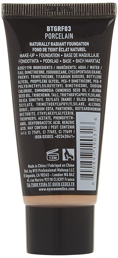 NYX PROFESSIONAL MAKEUP Born To Glow Naturally Radiant Foundation, Medium Coverage - Porcelain