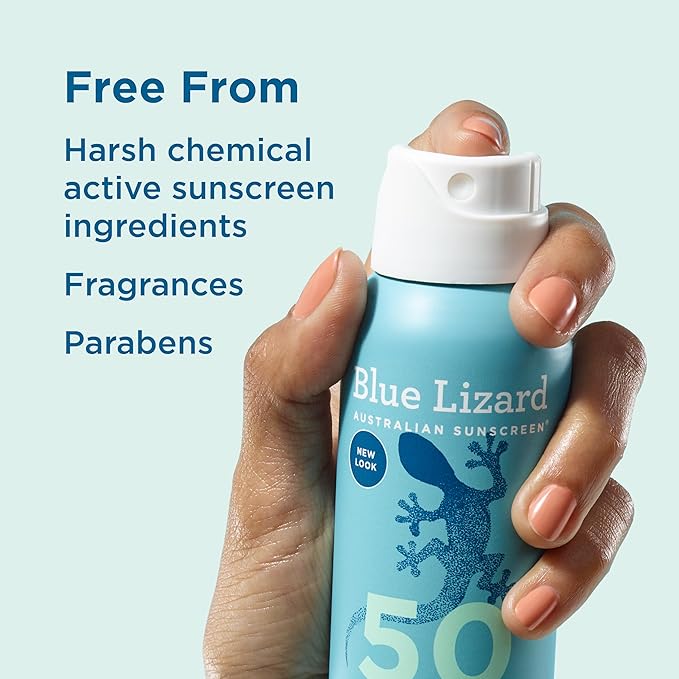 Blue Lizard Sensitive Mineral SPF 50 Spray, Dermatologist-Recommended Brand, Broad-Spectrum UVA/UVB Protection, Water-Resistant, Zinc Oxide Formula, 5 oz