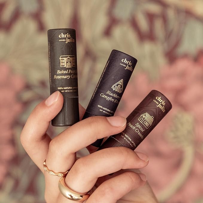 Jumbo Lip Balm Gift Set (Chris Loves Julia Trio) | Poppy & Pout All Natural Lip Balms & Moisturizers | Hydrates with Beeswax, Vitamin E, Organic Coconut Oil | Cruelty-Free | Recyclable Cardboard Tube