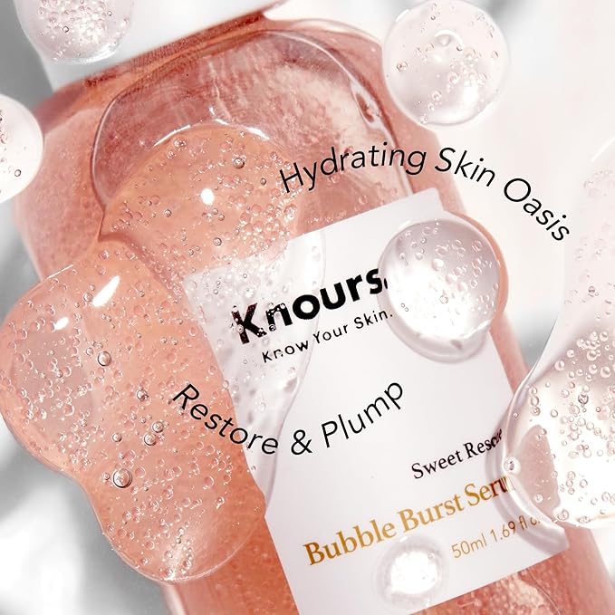 Knours. Balancing 5xHA+Gromwell Root oil Bubble Burst Serum w/ 59% Rose Water Niacinamide, Retinal Hydrating Healthy Serum for Improved Tone & Texture EWG Verified Clean Beauty 50ml/1.69fl. oz.