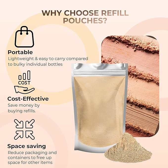 Foundation Powder Refill (Warm) (12 Gram Bag) By Sweet Face Minerals, Lightweight Mineral Loose Makeup Powder with SPF 20, Full Coverage Flawless Finish, Talc-free, Cruelty-Free, Refillable Pouch