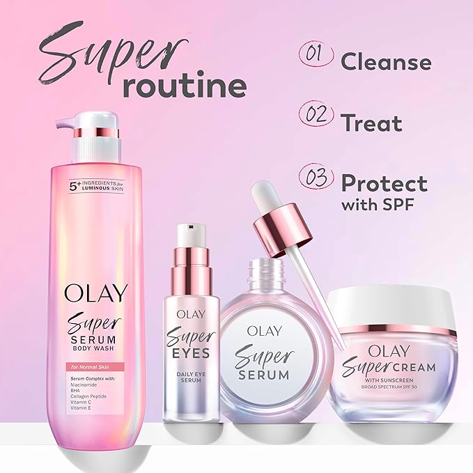 Olay Super Serum - Niacinamide, Vitamin C & E, Collagen Peptide, AHA - 5-in-1 Skin Care Benefits for Face - Healthy Glow, Brightening, Hydrating, Smoothing, Firming, Evens Tone, Anti-Aging, 1.7 Oz