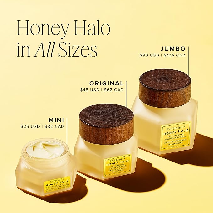Farmacy Ceramide Face Moisturizer - Honey Halo Hydrating Facial Moisturizer for Dry Skin - Plumps, Soothes + Restores Skin with Potent Ceramides + Buckwheat Honey for a Dewy, Healthy Glow (9ml)