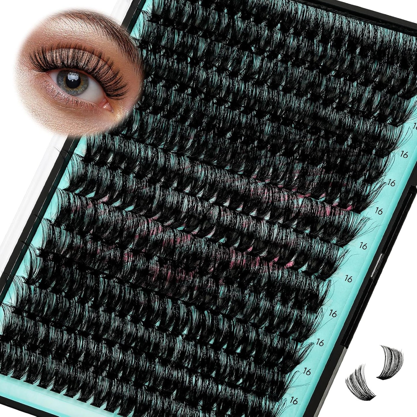 Lash Clusters Wispy 280PCS Eyelash Extension 80D Cluster Lashes Individual Lashes DIY Lash Extension Natural Look Cluster Eyelash Extensions Soft False Eyelashes at Home for Beginners(16mm)