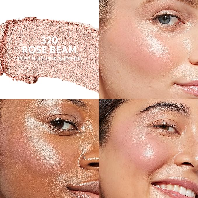 CoverGirl Trublend Skin Enhancer Highlighter Balm Stick, 320 Rose Beam, Highlighter, Vegan Formula, Easy to Use, Glides on Effortlessly, Non-Greasy, Doesn't Crease, 0.21oz