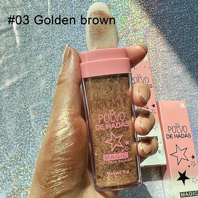 MAEPEOR Highlighter Powder Stick 6 Colors Shimmer Not-sticky Brighten Highlighter Powder Stick Natural Sparkle Glitter Highlighter Makeup Cosmetic for Lip Face Body Makeup (03 Golden Brown)