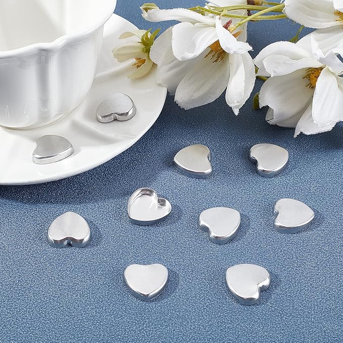 CHGCRAFT 300Pcs Empty Heart Metal Pans Size 19.5mm for Eyeshadow Palette Makeup Palette Sliver