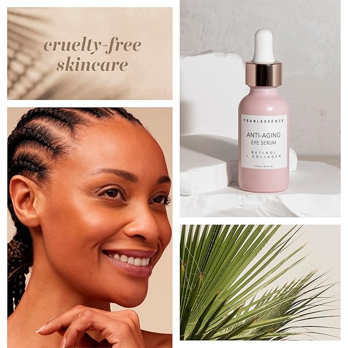 Pearlesssence Anti-Aging Eye Serum (Retinol + Collagen) - Helps Reduce Fine Lines & Wrinkles | Gentle & Lightweight Formula | Plumps & Tightens | Made in USA & Free (1oz)