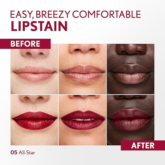 COVERGIRL Outlast, 05 All-Star, Lipstain, Smooth Application, Precise Pen-Like Tip, Transfer-Proof, Satin Stained Finish, Vegan Formula, 0.06oz