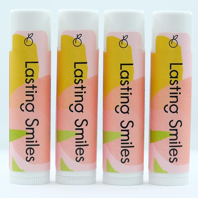 Organic Lip Balm - Peach Blossom 4 Pack - Same Day Therapy for Chapped Lips - Best Lip Balm for Soft Lips