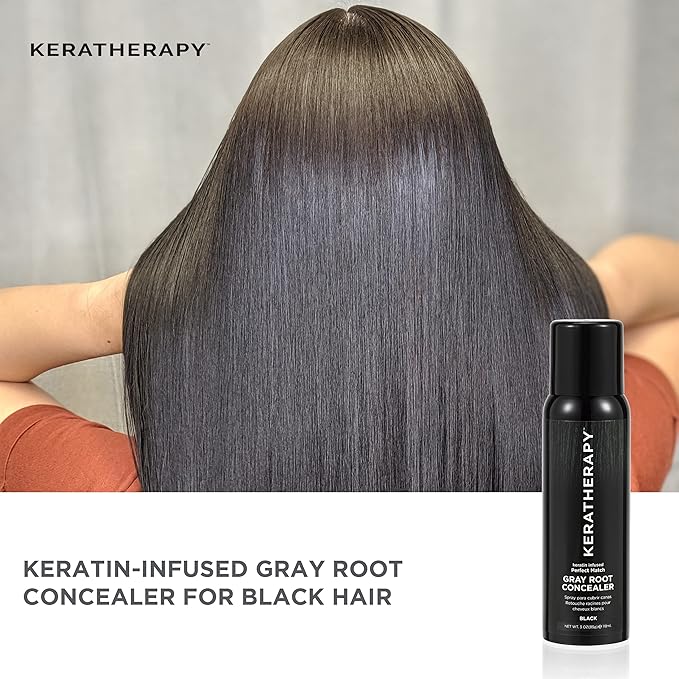 Keratherapy Keratin Infused Perfect Match Gray Root Concealer Spray, Light Brown, 3 oz, 118ml - Root Cover Up Spray to Hide Gray Roots - Keratin Therapy Hair Darkening & Temporary Scalp Concealer