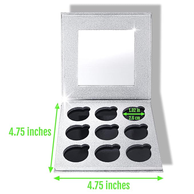 Glitter Mirror Empty Magnetic Reusable Eyeshadow Makeup Palette Case with Cover