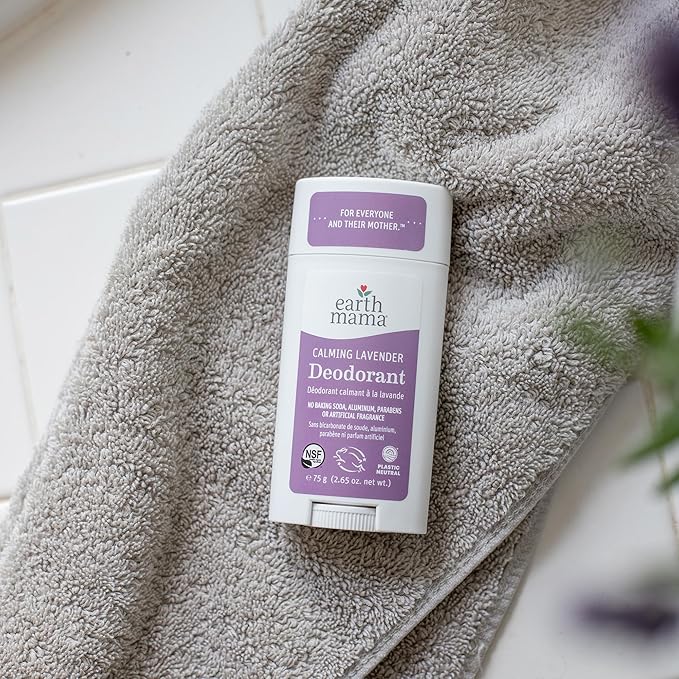 Earth Mama Calming Lavender Deodorant | Safe for Sensitive Skin, Pregnancy and Breastfeeding, Contains Organic Lavender, Calendula and Coconut Oil, No Baking Soda or Aluminum, 2.65-Ounce (2-Pack)