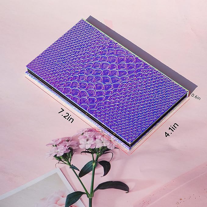 Mermaid Empty Magnetic Palette, Fish scale Empty Magnetic Palette for Highlighters Eyeshadows Lipstick Blush Powder Rectangle Large size (Fish Scales)