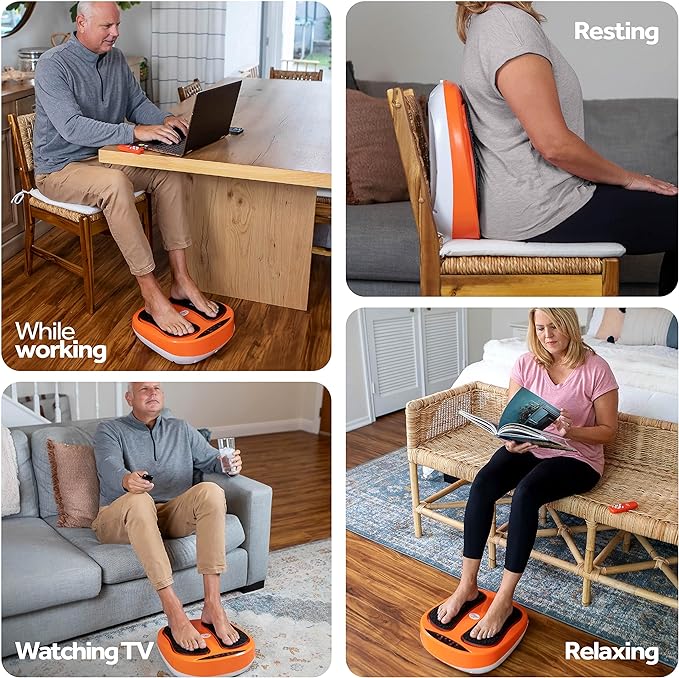 Power Legs Electric Foot Massager Machine with Remote Control, Adjustable Speed, Vibration - Calf Massager - Feet Massager for Neuropathy Pain Relief, Plantar Fasciitis, Leg Blood Circulation (Orange)