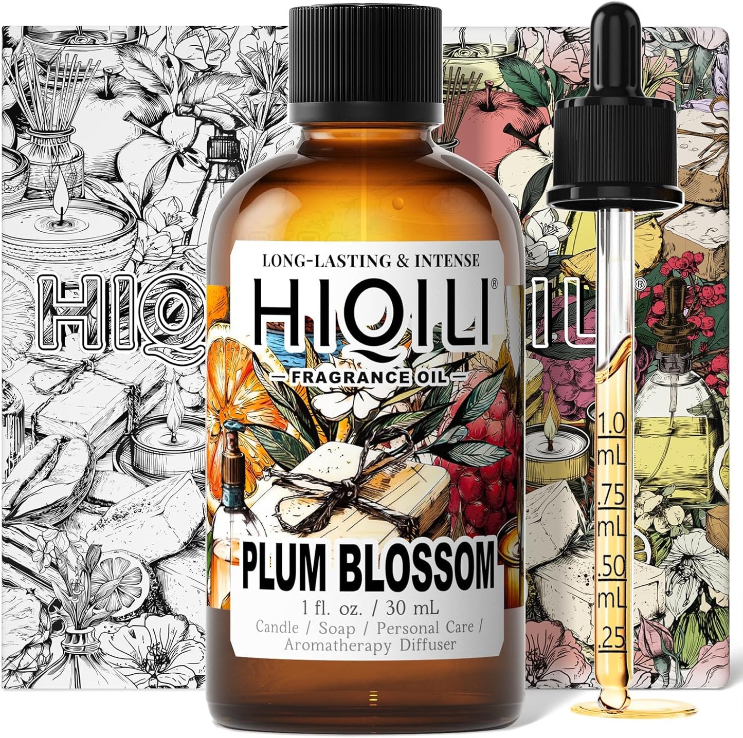 HIQILI Plum Blossom Fragrance Oil for Making Candle, Soap, Inspired by J-M.Lone Plum-Bloom, Linen Spray and Scented Sachets, Use in Essential Oil Diffuser - 1 Fl Oz