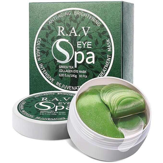 Under Eye Patches, Eye Masks, 30 Pairs Collagen Patches for Nourish Firming Repair for Fine Lines, Wrinkles, Dark Circles Bags Eye Treatment, Improve Lines Puffiness for men women (Green Tea)
