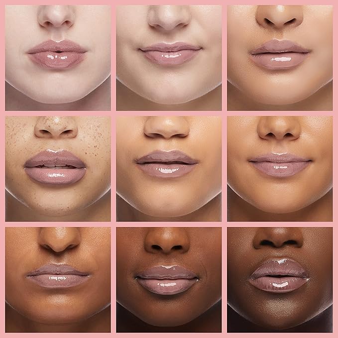 Big Brush Head Lip Glow Oil Plumping Tint, Tinted Lip Balm Transparent Lip Care, Moisturizing Non-sticky Fresh Shiny Texture Lip Oil - Strawberry (Pink)