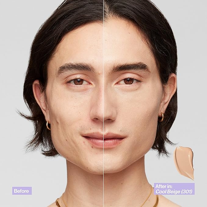 Revlon Illuminance Skin-Caring Liquid Foundation, Hyaluronic Acid, Hydrating and Nourishing Formula with Medium Coverage, 301 Cool Beige (Pack of 1)