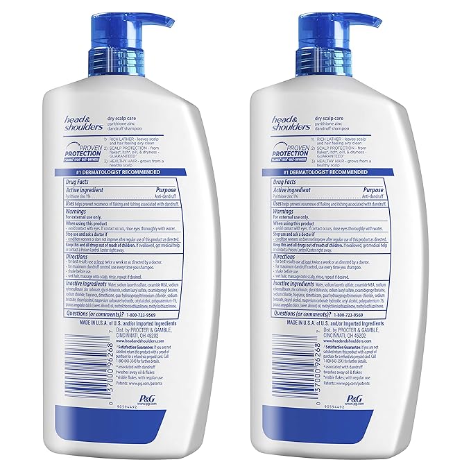 Head and Shoulders Shampoo, Daily-Use Anti-Dandruff Paraben Free Treatment, Dry Scalp Care with Almond Oil, 32.1 fl oz, Twin Pack (Pack of 2)