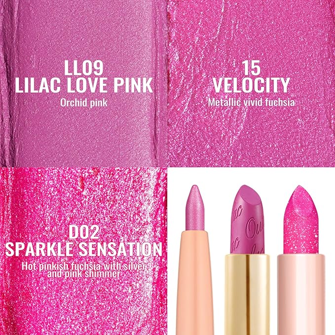 Oulac Lipstick & Lipliner Set 3PCS High Impact Lipcolor with Moisturizing Formula, Vegan Beauty, Full-Coverage Lip Color, Gift Lipstick for Women, LL09+15+D02