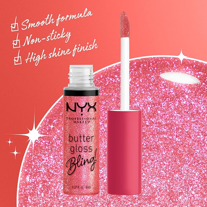 NYX PROFESSIONAL MAKEUP Butter Gloss Bling Lip Gloss, Non Sticky and Shiny Vegan Lip Makeup - She Got Money