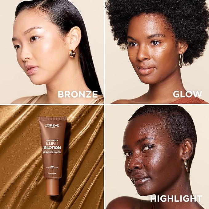 L'Oreal Paris Makeup True Match Lumi Glotion, Natural Glow Enhancer, Illuminator Highlighter, Bronzing Drops For a Sun-Kissed Glow, 904 Deep