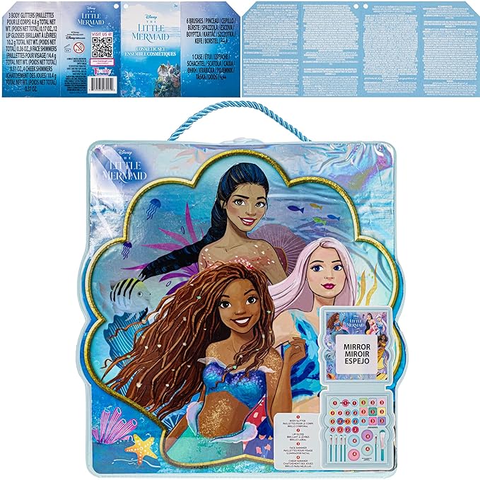 Disney’s The Little Mermaid Eye Lip and Face Beauty Soft Case Makeup Pallete for Girls Ages 3+ Perfect for Parties, Sleepovers & Makeovers