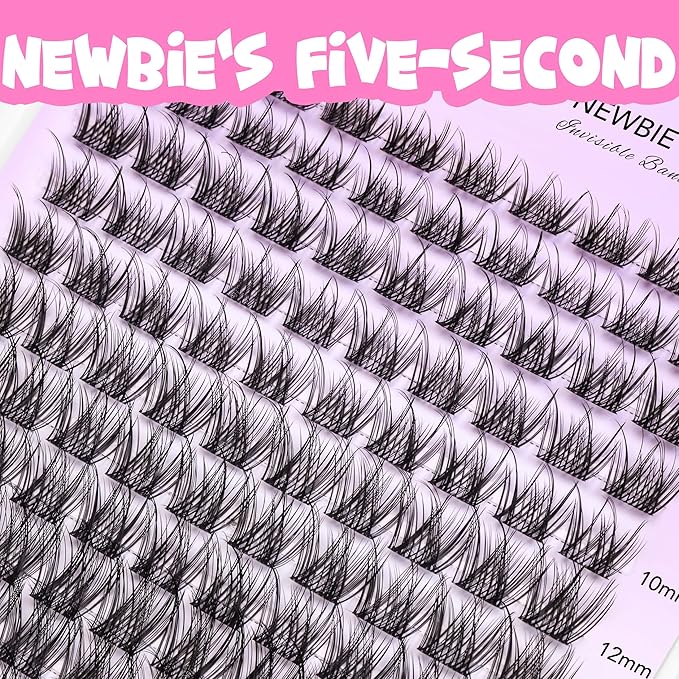 VEYESBEAUTY Lash Clusters Individual Eyelash Extensions Thin & Invisible Band DIY False Eyelashes for Self-application Newbie's Five-Second Series Wispy Lash Tray, LuxeBold 8-16mm Mixed Length