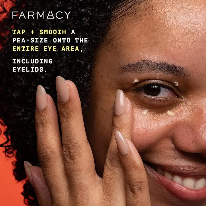 Farmacy Brightening Eye Cream - Wake Up Honey Under Eye Cream for Dark Circles + Puffiness - Caffeine Eye Cream Enriched with Vitamin C + Cranberry Peptide to Smooth Wrinkles Over Time (15ml)