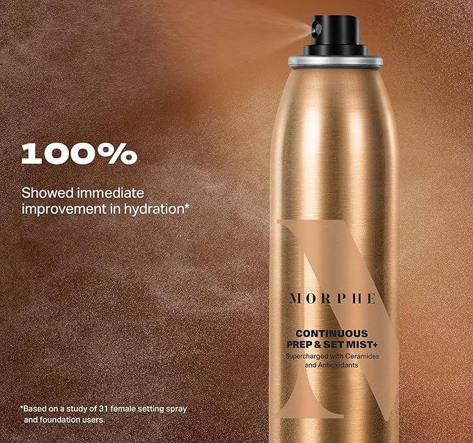 Morphe Jumbo Continuous Prep & Set Face Mist - Hydrating Setting Spray for Makeup & Skin Prep - Enriched with Ceramides and Antioxidants for a Radiant Finish (6.5 oz)