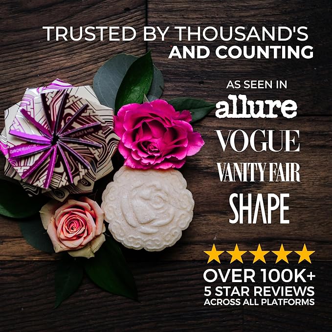 Viori Chamomile Rose Essential Oil Shampoo Bar Made with Rice Water - Handcrafted All Natural Shampoo Bars - Sulfate Free