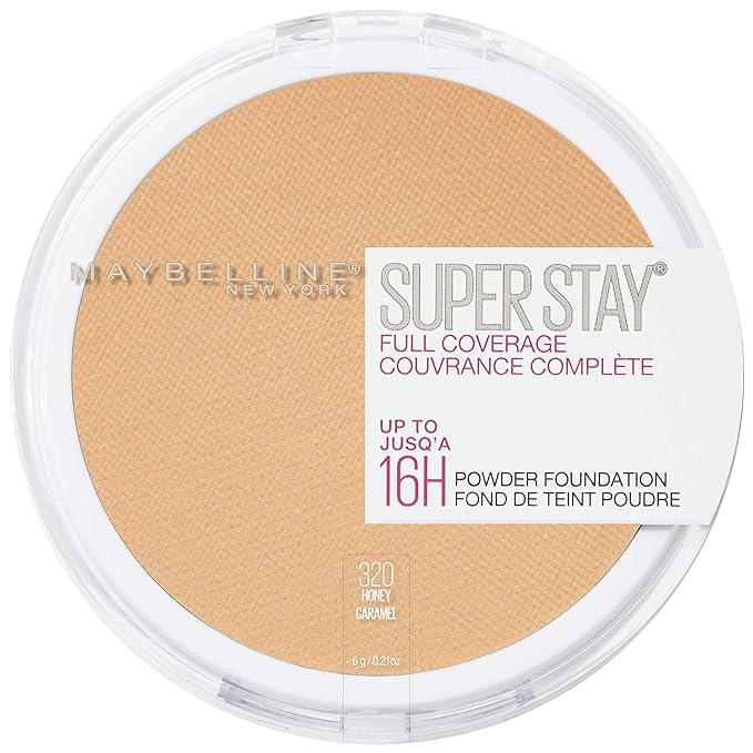 Maybelline Super Stay Full Coverage Powder Foundation Makeup, Up to 16 Hour Wear, Soft, Creamy Matte Foundation, Honey, 1 Count