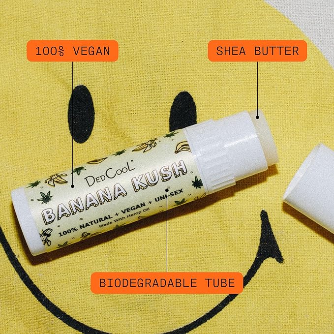 DedCool Lip Balm Stick (Banana Kush) Jumbo, Vegan, Flavored, Coconut Oil Lip Balm, Long Lasting, Moisturization, Hydrates Dry & Chapped Lips, Vegan, Natural, Clean, Non-Toxic, Fragrance For All