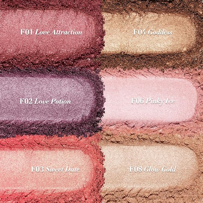 Oulac Shimmery Blush Makeup| 2 in 1 Powdery Cream Blush & Highlighter| Golden Hour Makeup Bronzer Illuminating | Rich Colors &Blendable | Vegan & Cruelty-Free| F08 Glow Gold 4.8g