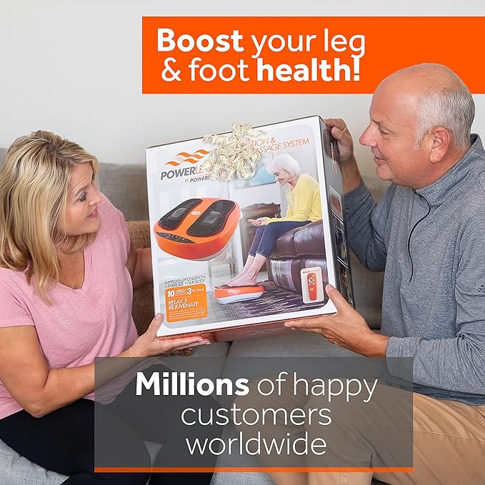 Power Legs Electric Foot Massager Machine with Remote Control, Adjustable Speed, Vibration - Calf Massager - Feet Massager for Neuropathy Pain Relief, Plantar Fasciitis, Leg Blood Circulation (Orange)