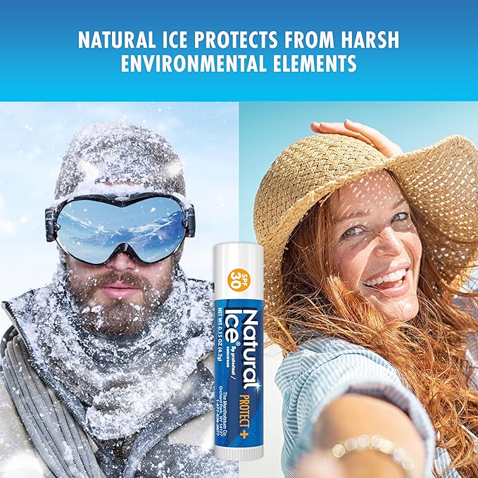 Mentholatum (R) Natural Ice (R) Sport Broad Spectrum SPF 30 Medicated Lip Balm - 12 Pack of 4.5 g Tubes
