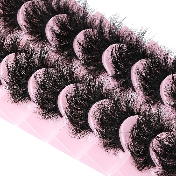 Mink Lashes 8D Volume Dramatic False Eyelashes Soft 20 mm 10 Pairs Pack Wispy FANXITON Faux Mink Eye Lashes